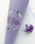 Schultüte Lila Blumenkranz