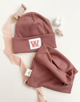 Rib-Jersey Beanie Mütze Kinder mit Loop Schal