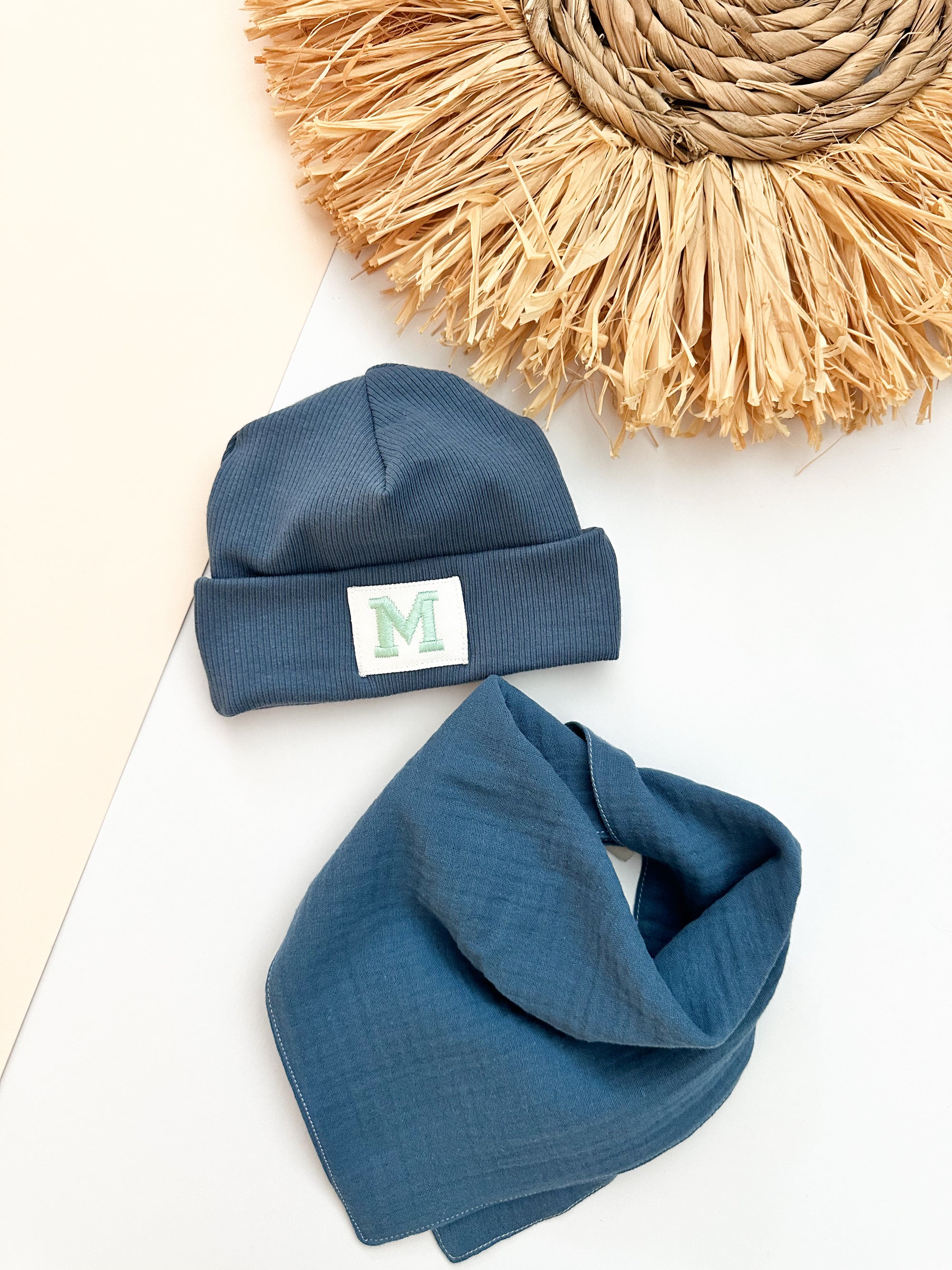 Rib-Jersey Beanie Mütze Kinder mit Loop Schal