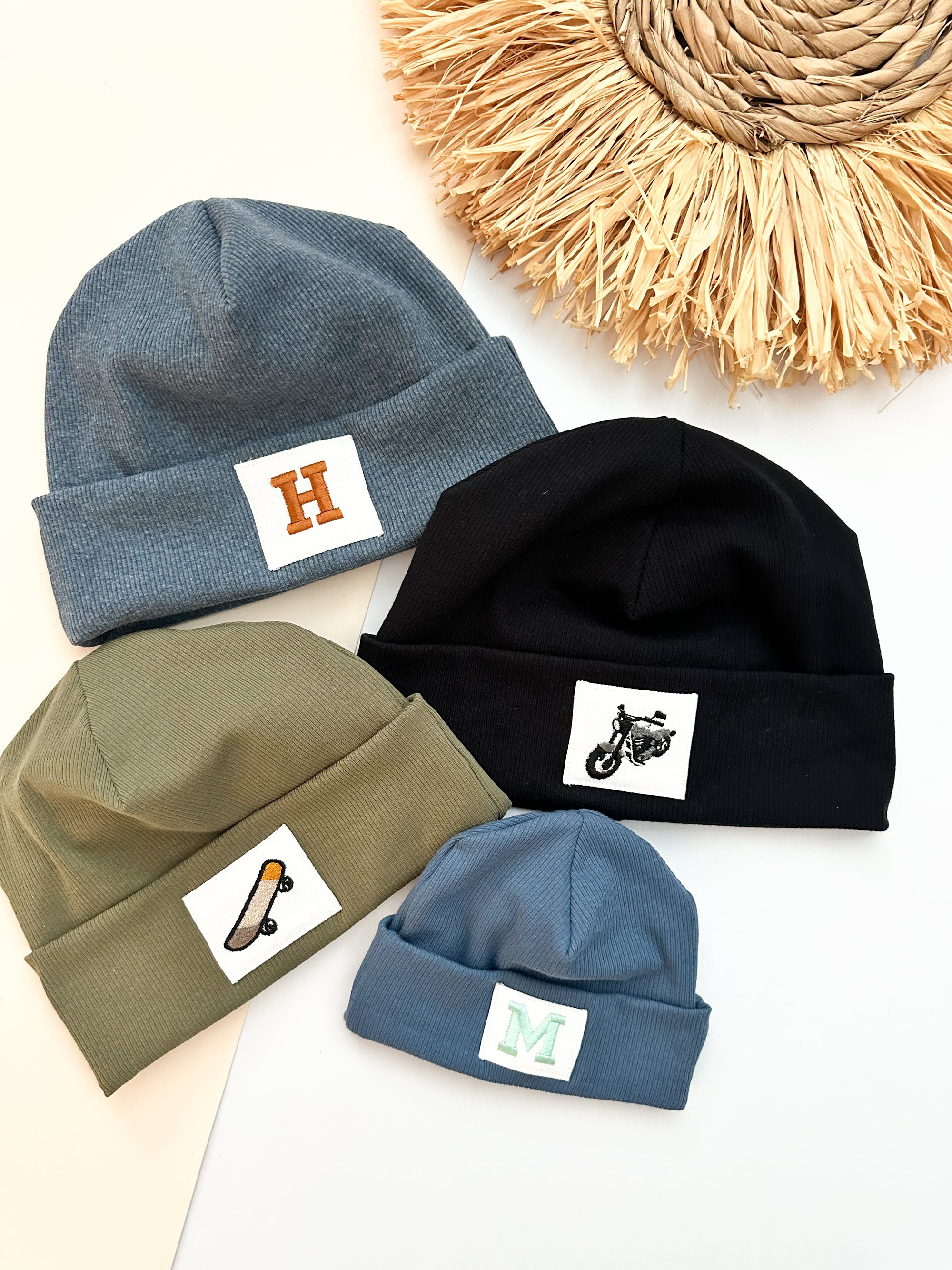 Rib-Jersey Beanie Mütze Kinder mit Loop Schal