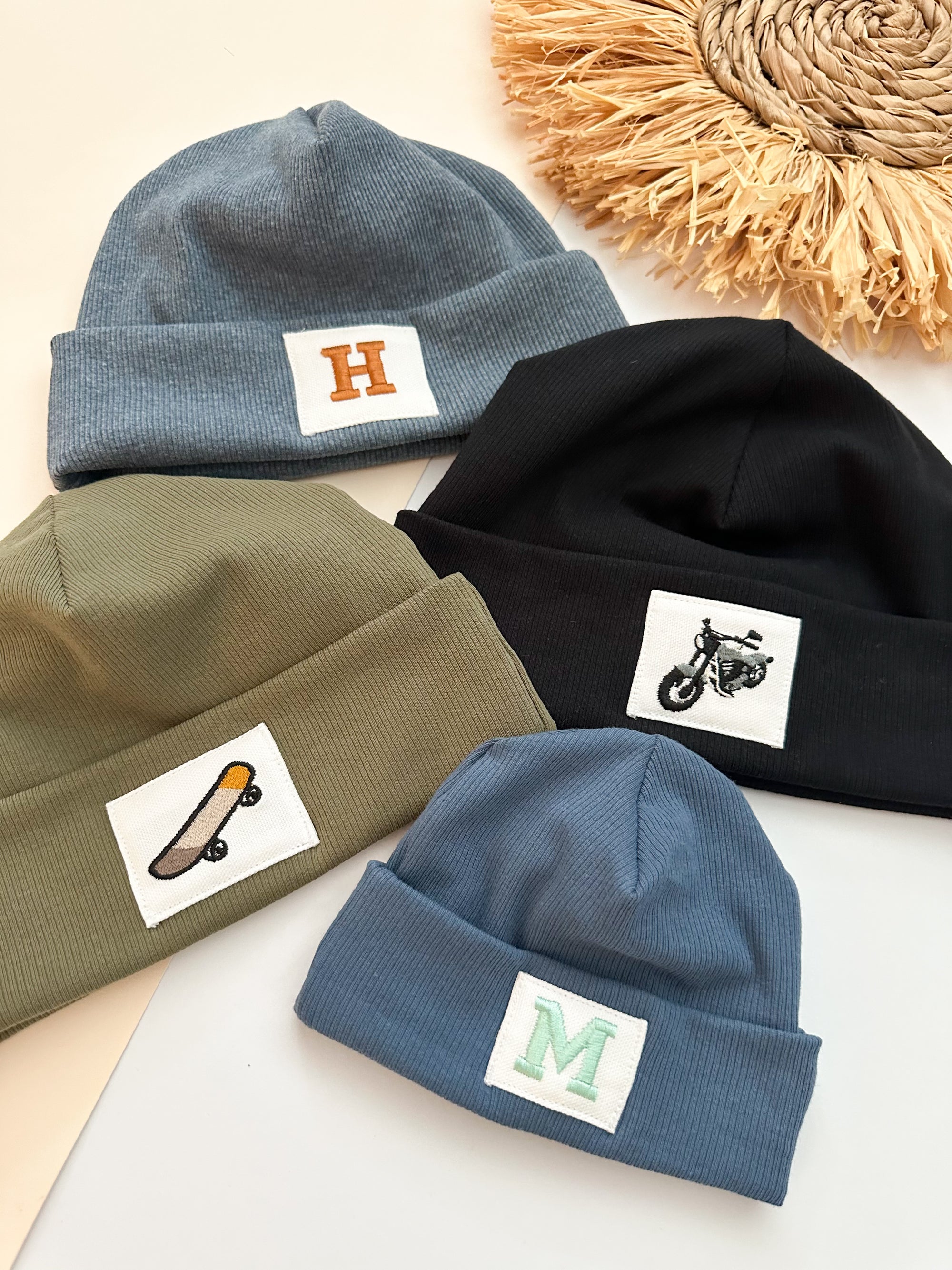 Rib-Jersey Beanie Mütze Kinder mit Loop Schal