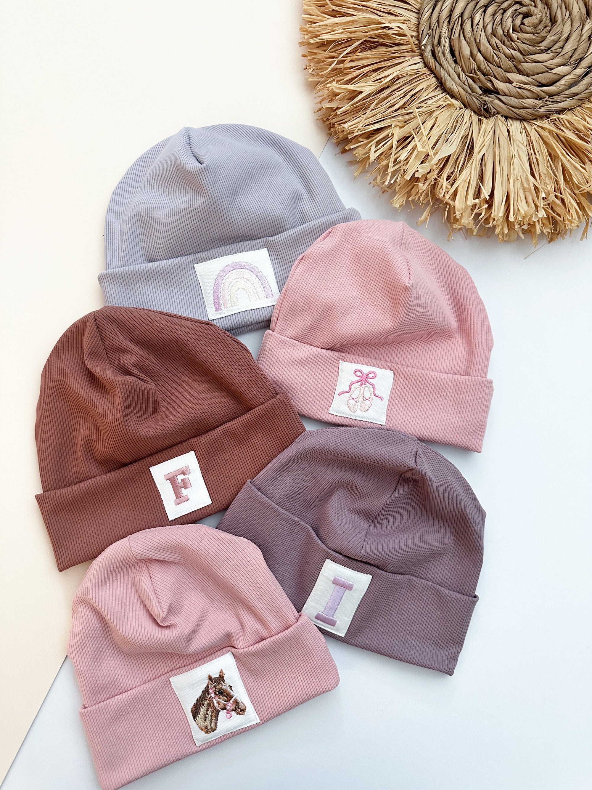 Rib-Jersey Beanie Mütze Kinder mit Loop Schal